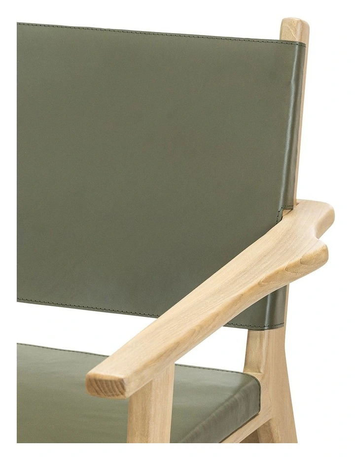 Enzo Leather Sling Armchair In Olive Green image 5