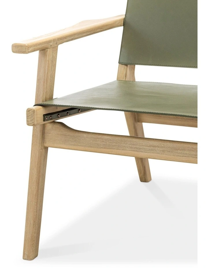 Enzo Leather Sling Armchair In Olive Green image 6