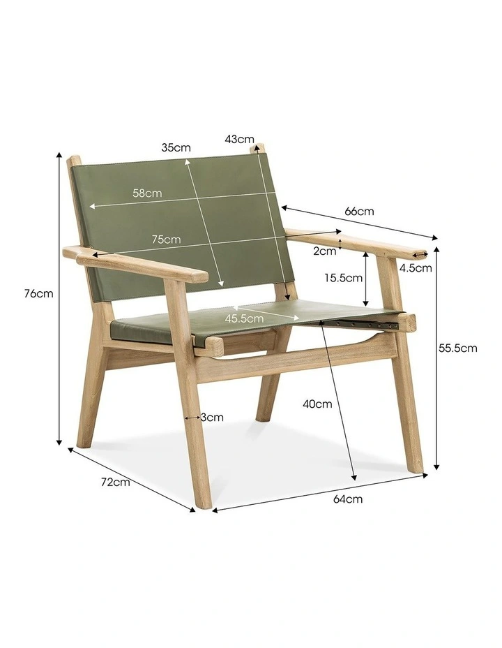 Enzo Leather Sling Armchair In Olive Green image 7