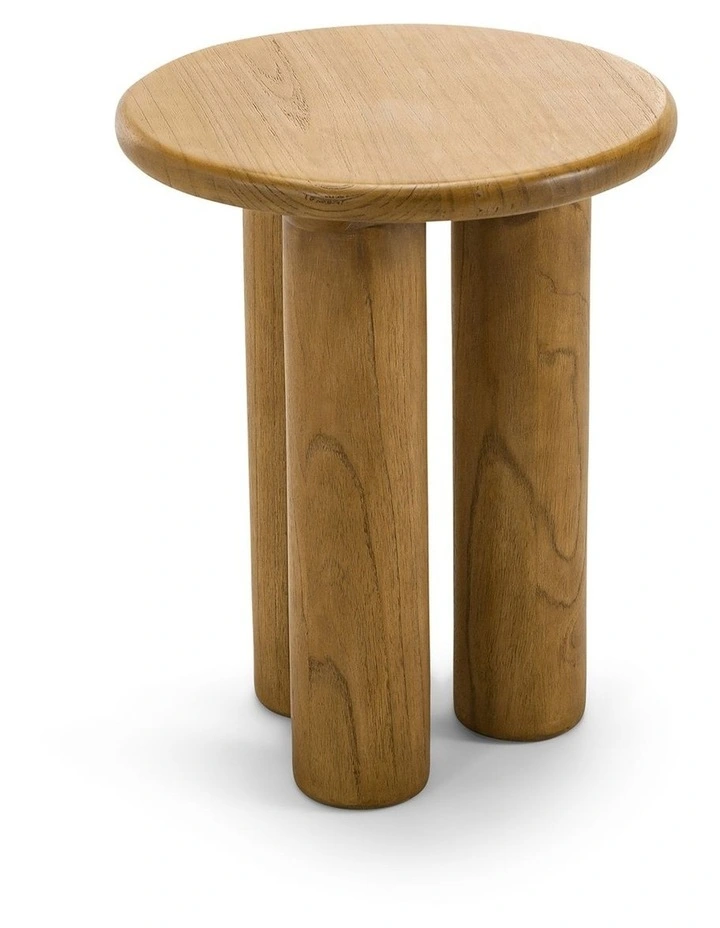 Khakti Round Pillar Side Table in Natural image 3