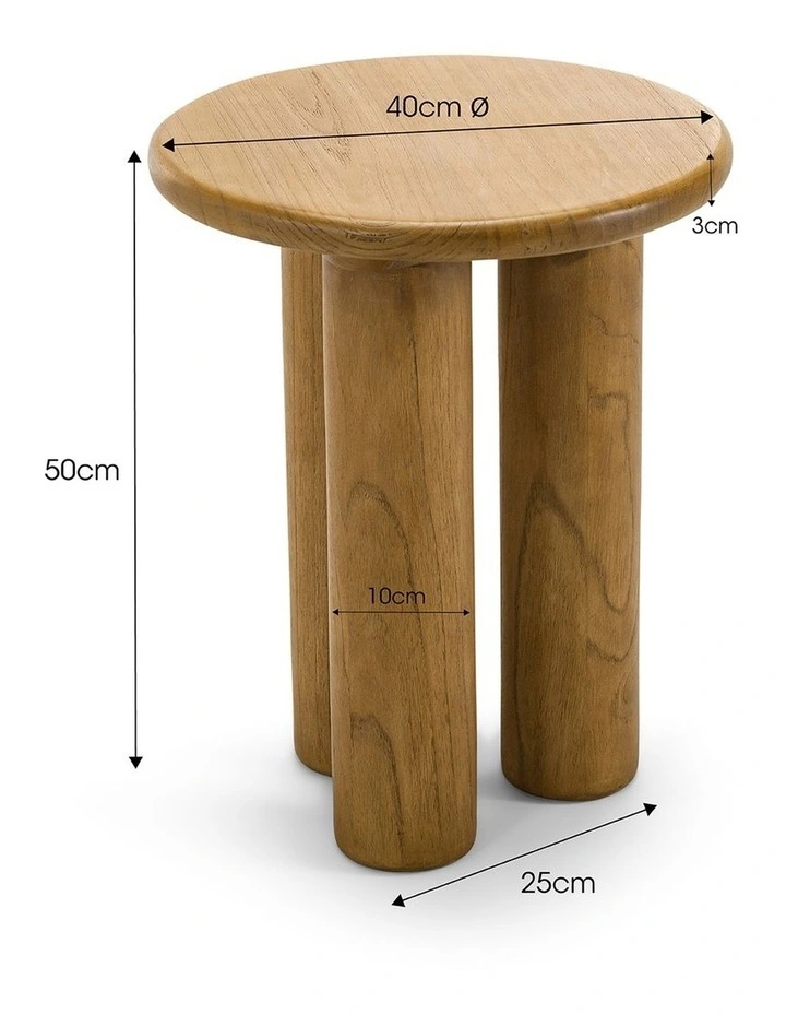Khakti Round Pillar Side Table in Natural image 7