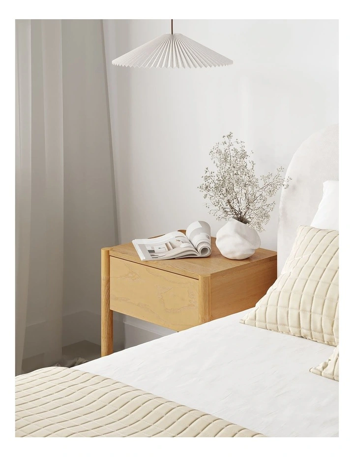 Zyler 1 Drawer Bedside Table In Light Ash image 3