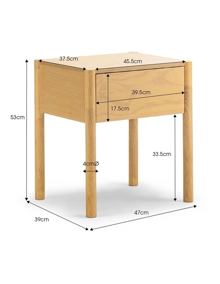 Zyler 1 Drawer Bedside Table In Light Ash image 6