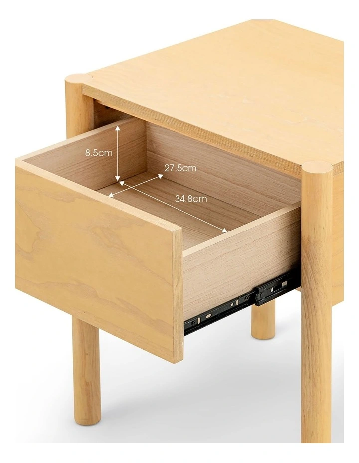 Zyler 1 Drawer Bedside Table In Light Ash image 7