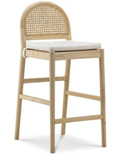 Estelle Arch Rattan Barstool 65cm In Cream Boucle & Natural