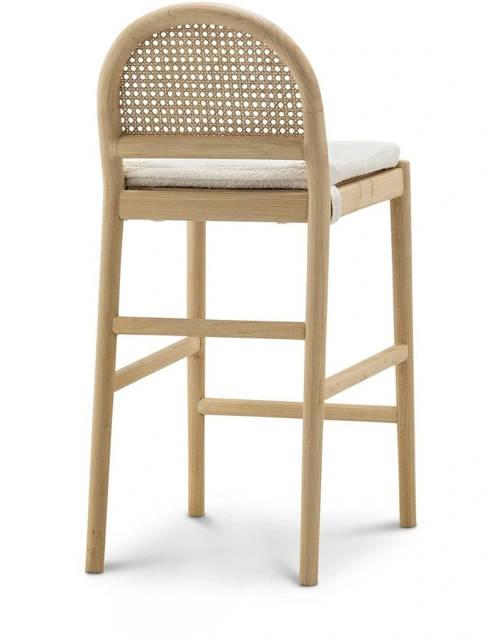 Estelle Arch Rattan Barstool 65cm In Cream Boucle & Natural image 4