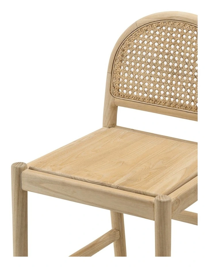 Estelle Arch Rattan Barstool 65cm In Cream Boucle & Natural image 5