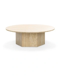 Hexica Round Coffee Table 100cm In Cream Travertine