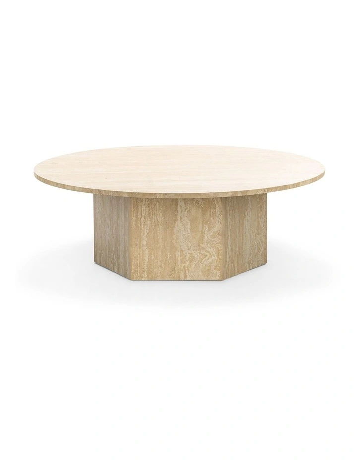 Hexica Round Coffee Table 100cm In Cream Travertine image 1
