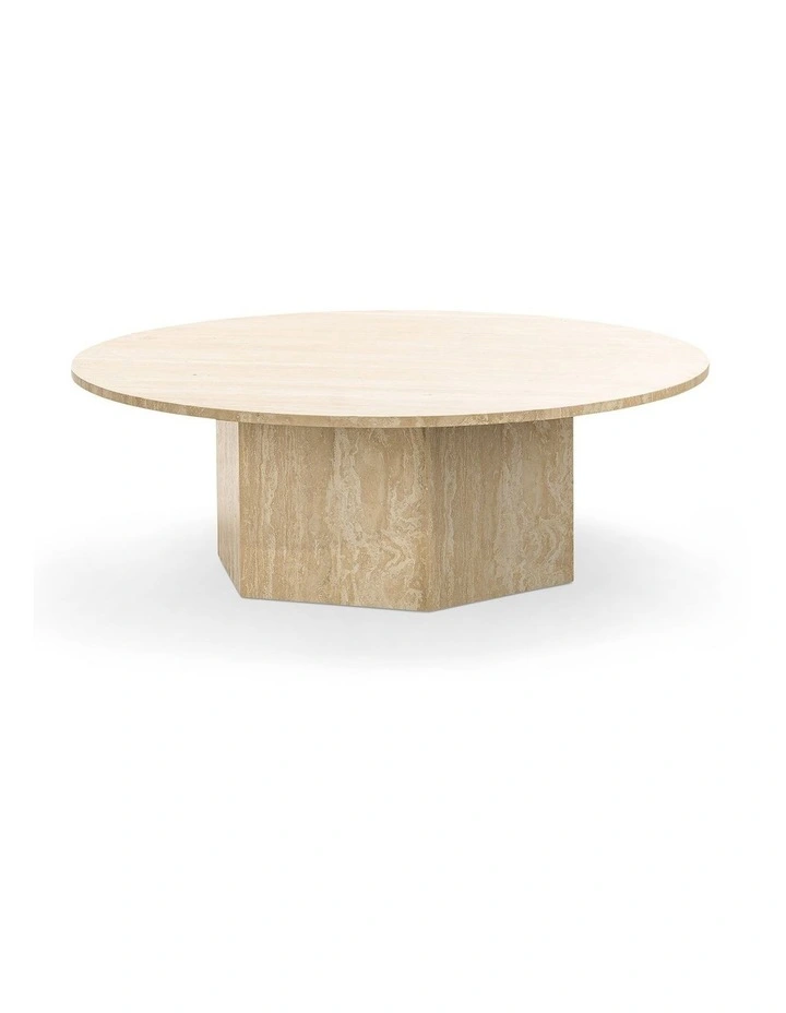 Hexica Round Coffee Table 100cm In Cream Travertine image 4