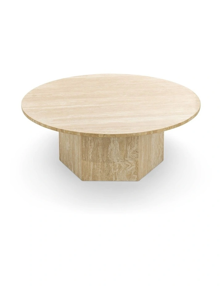 Hexica Round Coffee Table 100cm In Cream Travertine image 5