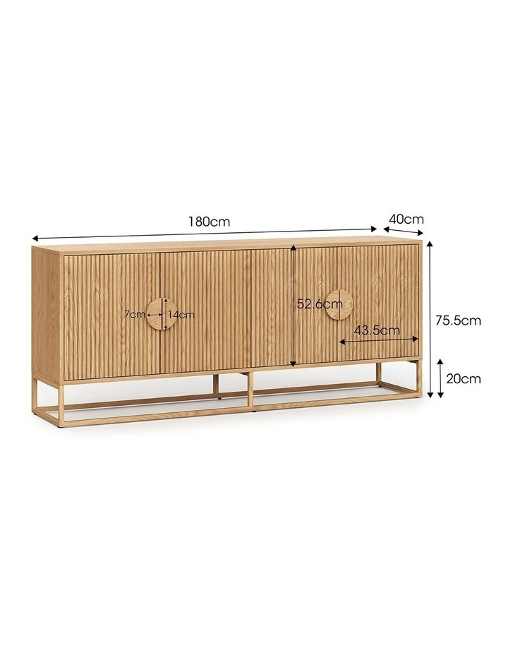 Braxton Ripple Sideboard Buffet In Natural Oak image 6