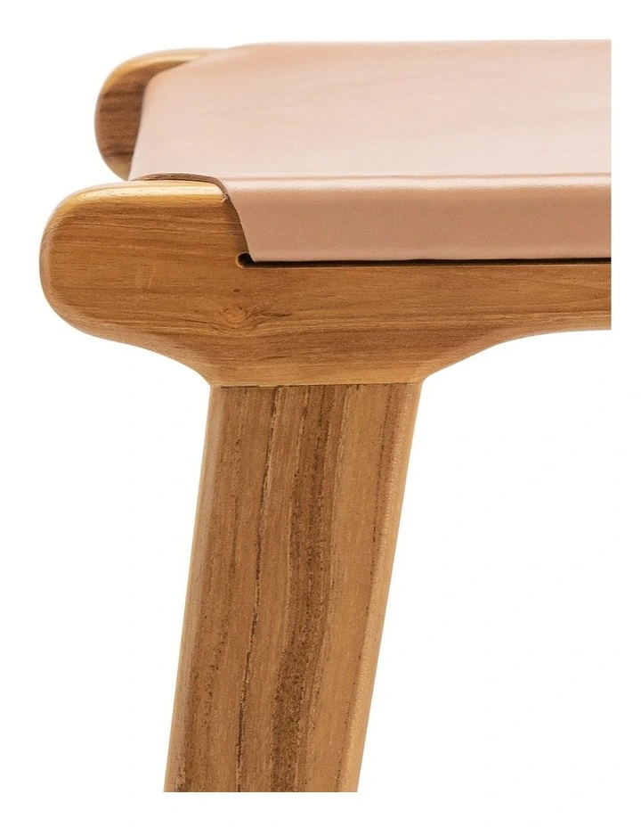 Casey Flat Leather Barstool 66cm In Nude Tan image 5