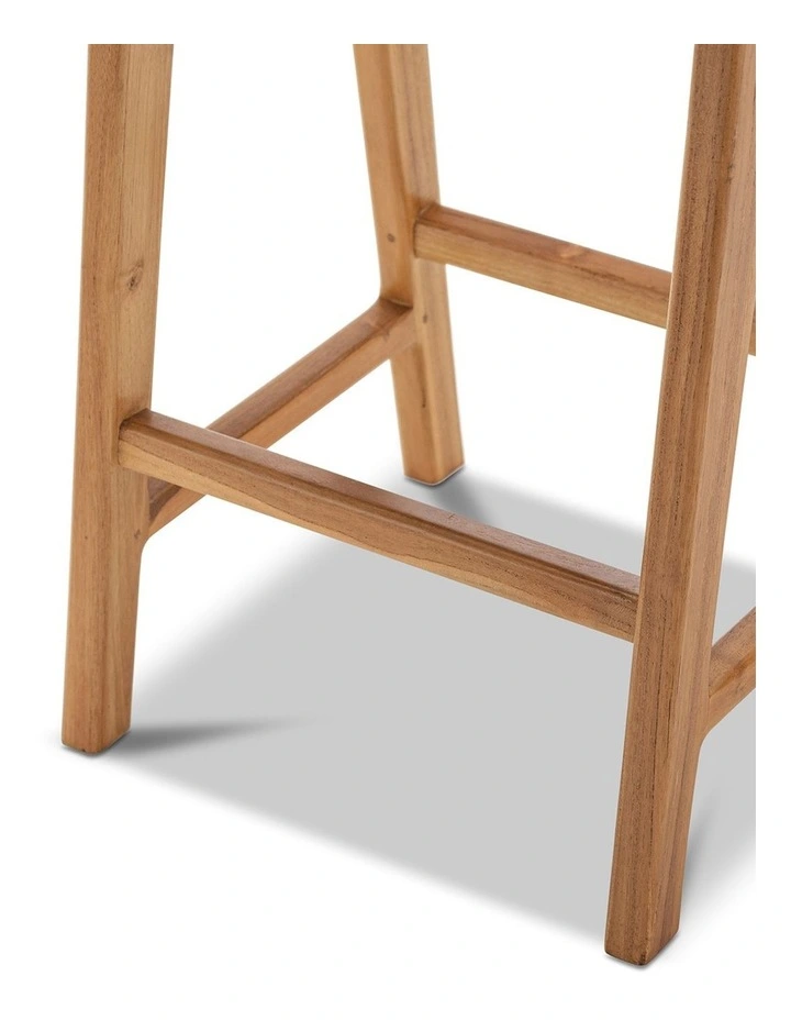 Casey Flat Leather Barstool 66cm In Nude Tan image 6