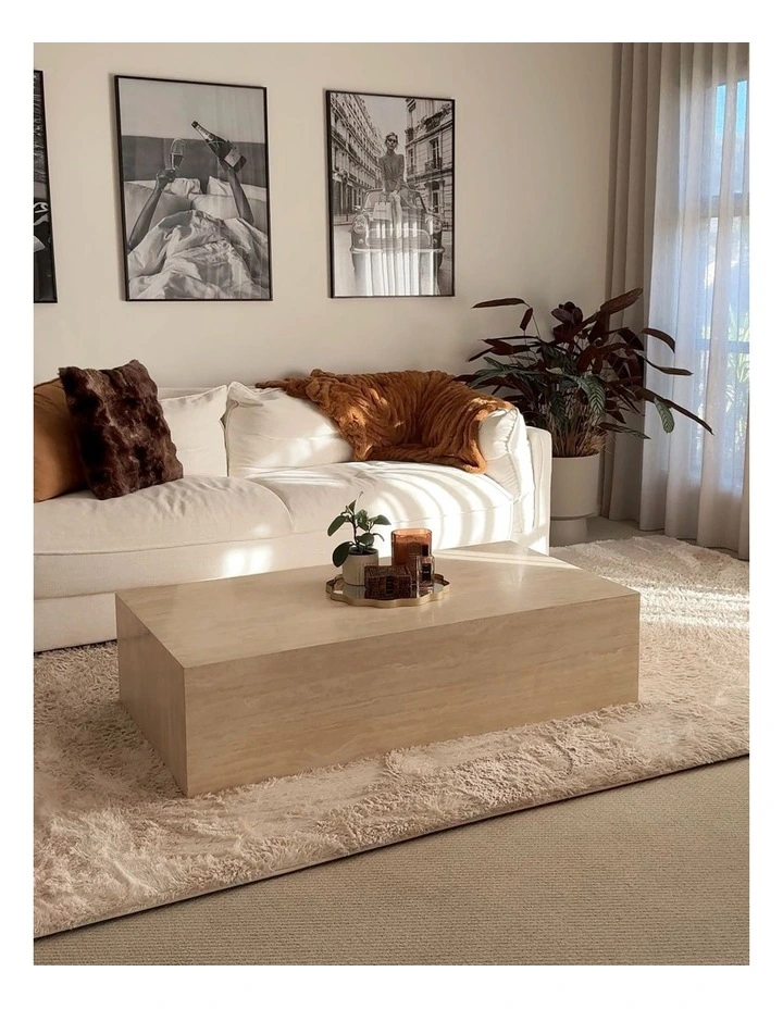 Cubie Large Plinth Coffee Table In Cream Travertine image 2