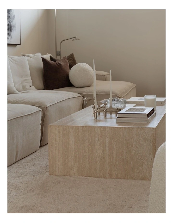 Cubie Large Plinth Coffee Table In Cream Travertine image 3