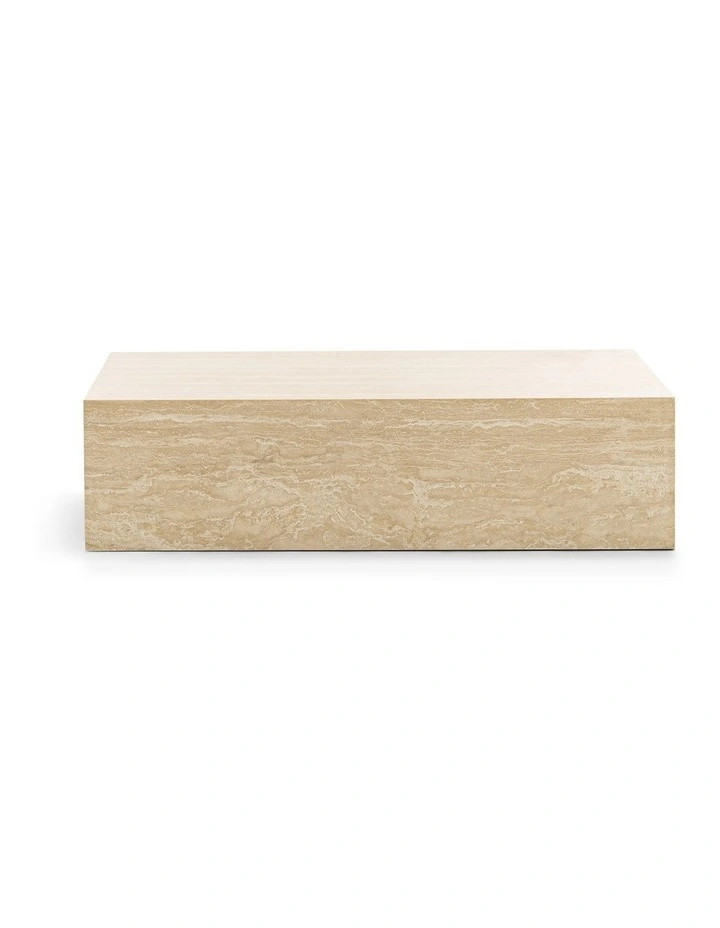 Cubie Large Plinth Coffee Table In Cream Travertine image 4