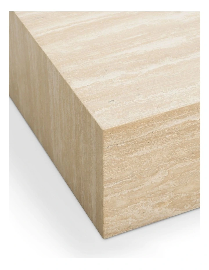 Cubie Large Plinth Coffee Table In Cream Travertine image 5