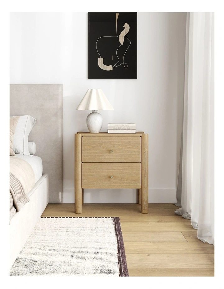 Levi 2 Drawer Bedside Table In Natural Ash image 2