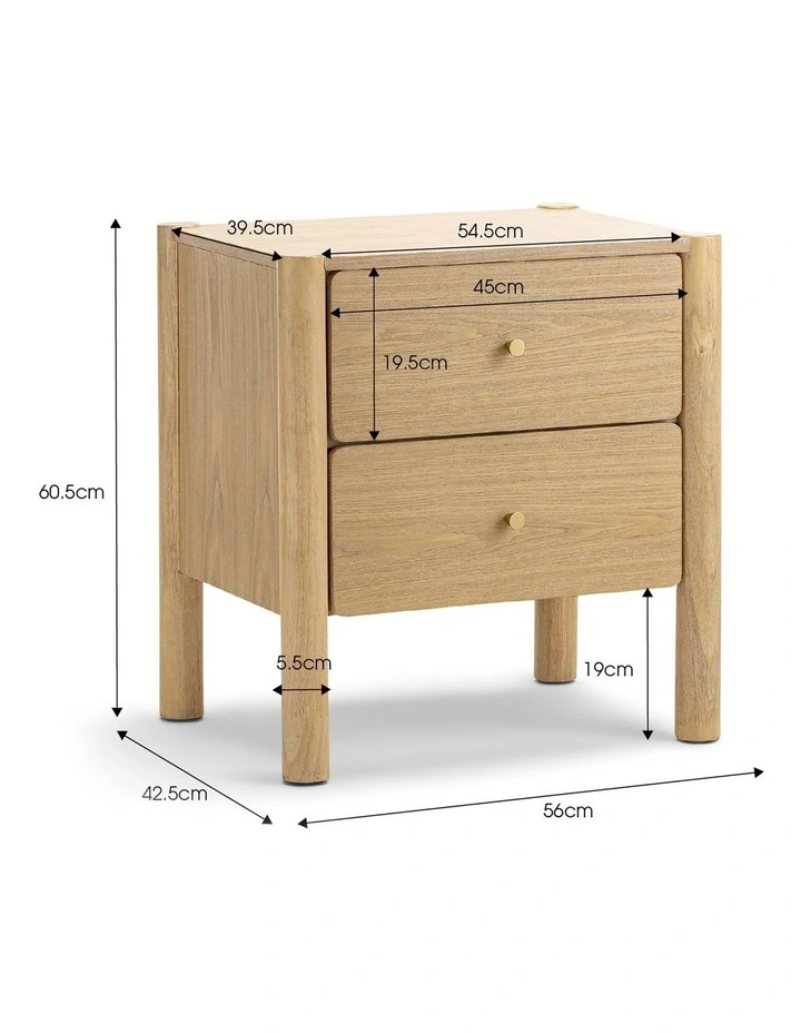 Levi 2 Drawer Bedside Table In Natural Ash image 6