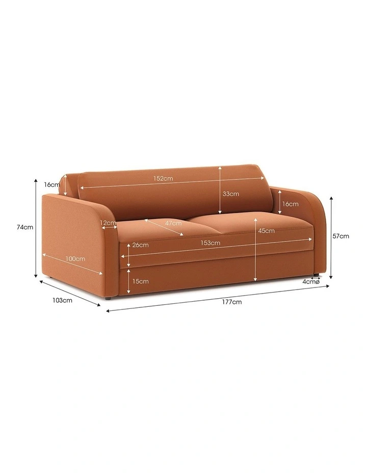 Doze Double Sofa Bed 2.5 Seater In Ochre Orange image 6