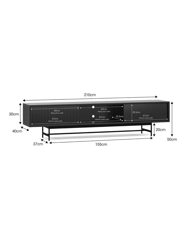 Arae Oak Tv Entertainment Unit 210cm In Black image 7