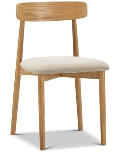 Finn Oak Dining Chairs Set Of 2 In Natural & Beige