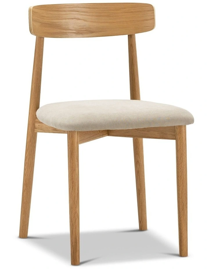 Finn Oak Dining Chairs Set Of 2 In Natural & Beige image 1