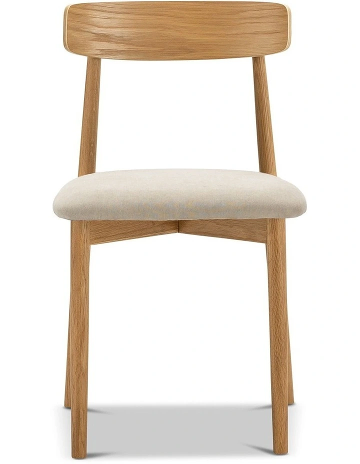Finn Oak Dining Chairs Set Of 2 In Natural & Beige image 3