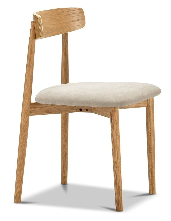 Finn Oak Dining Chairs Set Of 2 In Natural & Beige image 4