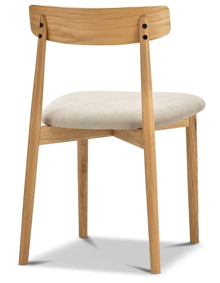 Finn Oak Dining Chairs Set Of 2 In Natural & Beige image 5