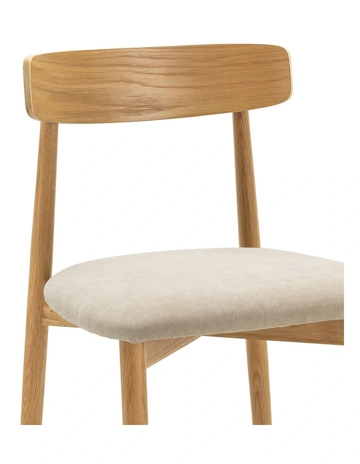 Finn Oak Dining Chairs Set Of 2 In Natural & Beige image 6