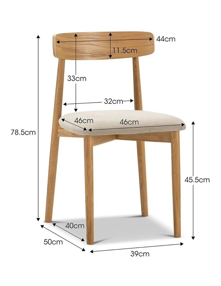 Finn Oak Dining Chairs Set Of 2 In Natural & Beige image 7