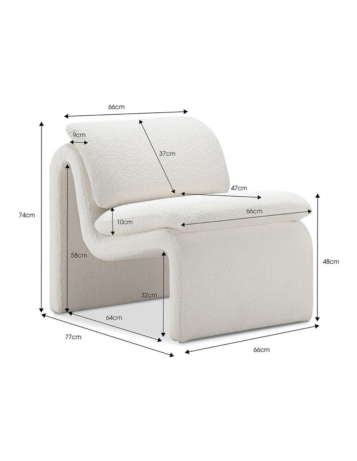Curvee Occasional Chair In Cream Boucle image 7