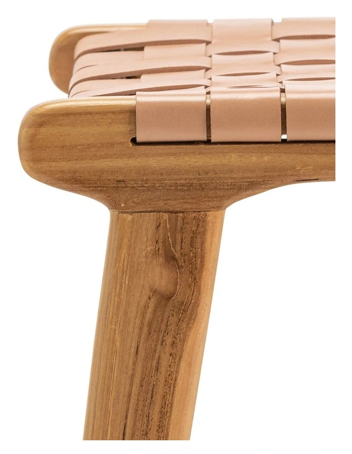 Casey Woven Leather Barstool 66cm In Nude Tan image 5
