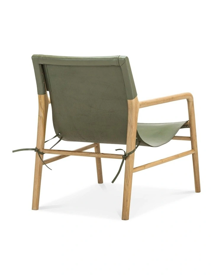 Norah Leather Sling Armchair In Olive Green image 4