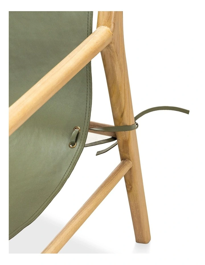 Norah Leather Sling Armchair In Olive Green image 5