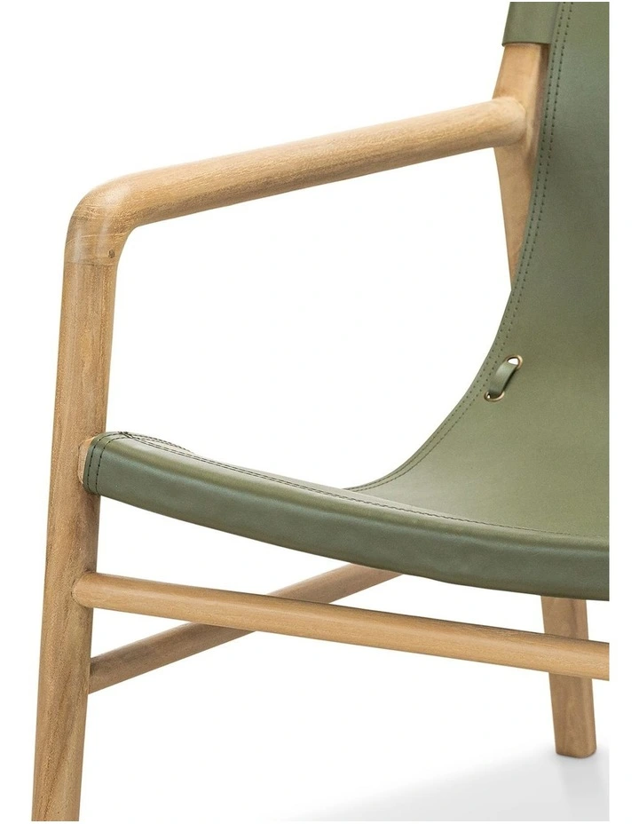 Norah Leather Sling Armchair In Olive Green image 6