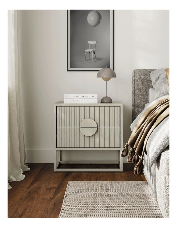 Braxton Ripple Bedside Table In Putty image 2