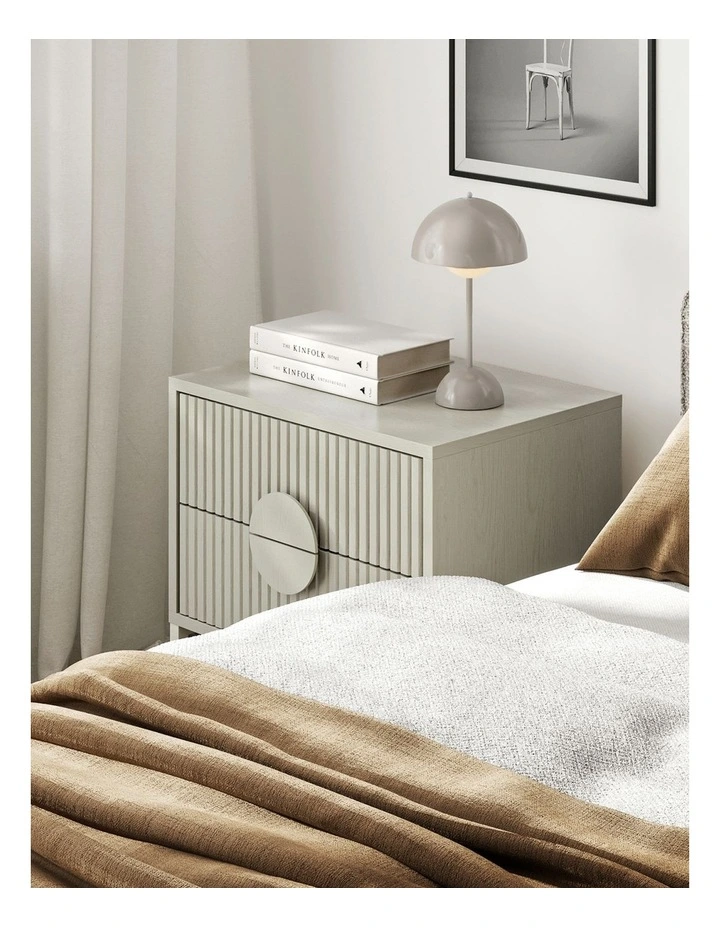 Braxton Ripple Bedside Table In Putty image 3