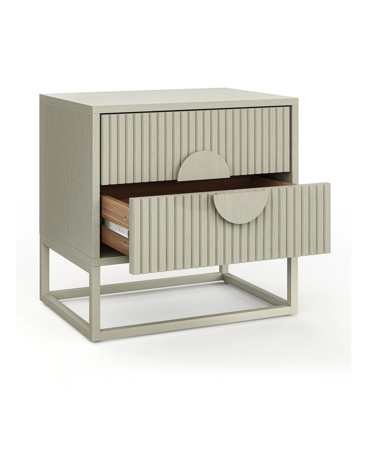 Braxton Ripple Bedside Table In Putty image 5