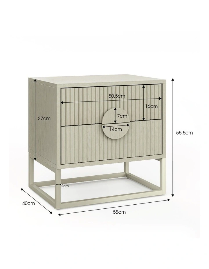 Braxton Ripple Bedside Table In Putty image 6