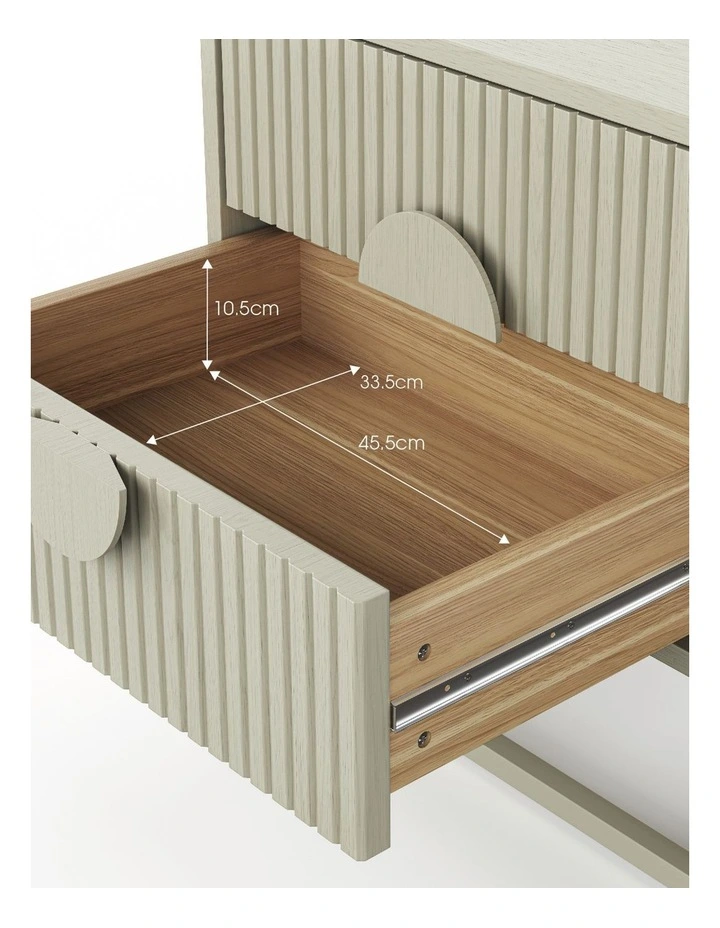 Braxton Ripple Bedside Table In Putty image 7