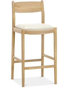 Calum Leather High Back Counter Barstool In Ivory Cream
