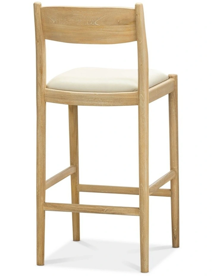 Calum Leather High Back Counter Barstool In Ivory Cream image 4