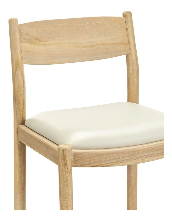Calum Leather High Back Counter Barstool In Ivory Cream image 5