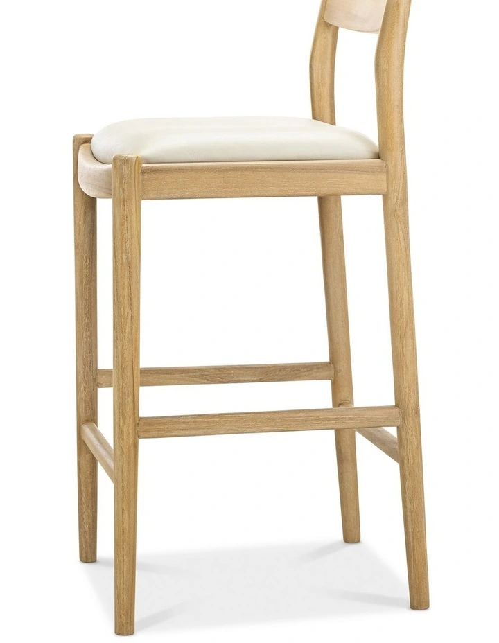 Calum Leather High Back Counter Barstool In Ivory Cream image 6