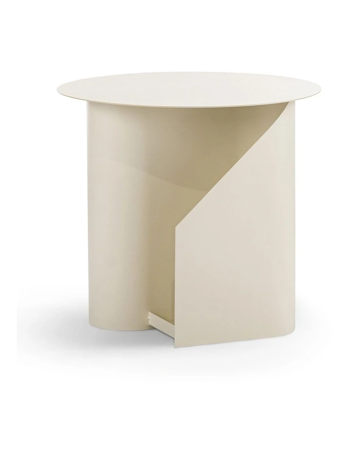 Zeke Round Side Table In Beige Cream image 1
