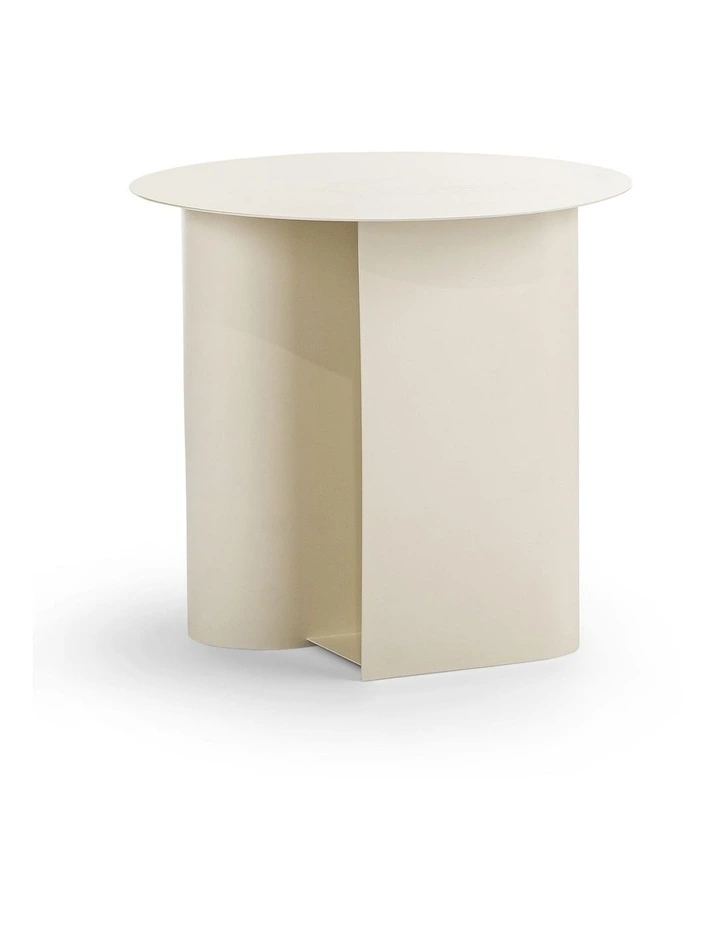 Zeke Round Side Table In Beige Cream image 2