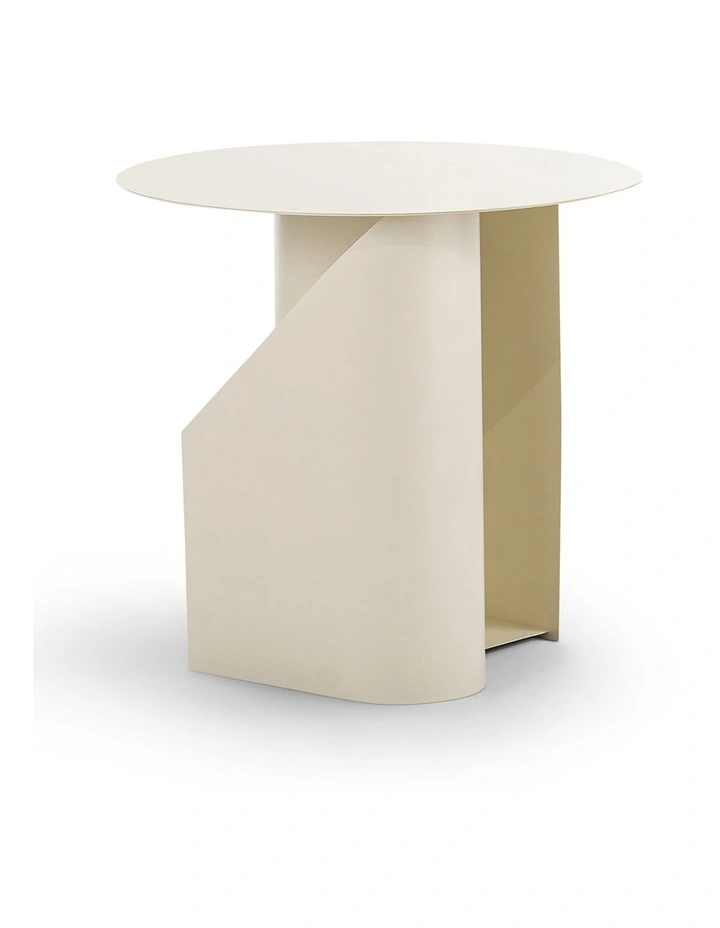 Zeke Round Side Table In Beige Cream image 3